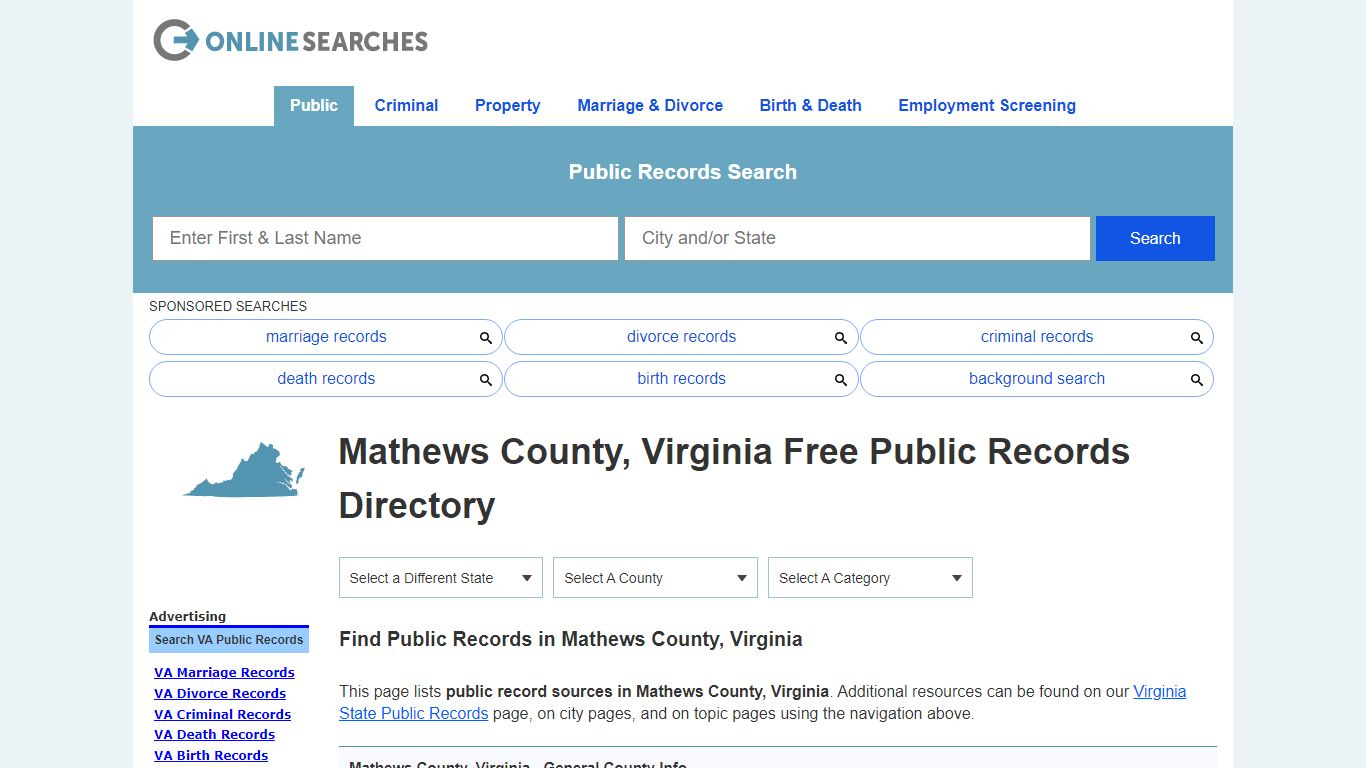 Mathews County, Virginia Public Records Directory