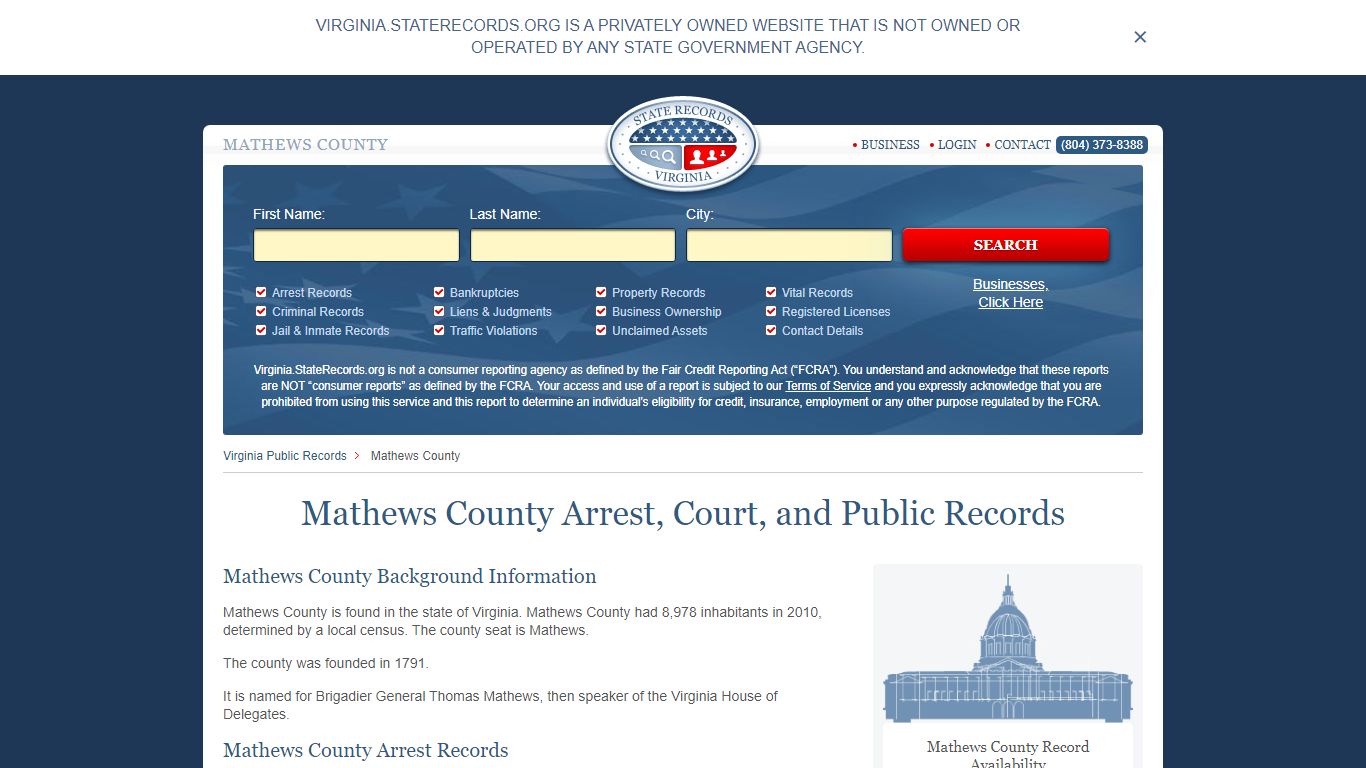 Mathews County Arrest, Court, and Public Records